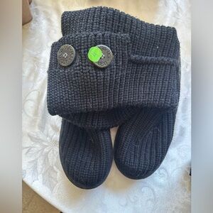 UGG Black Knit Suede Booties